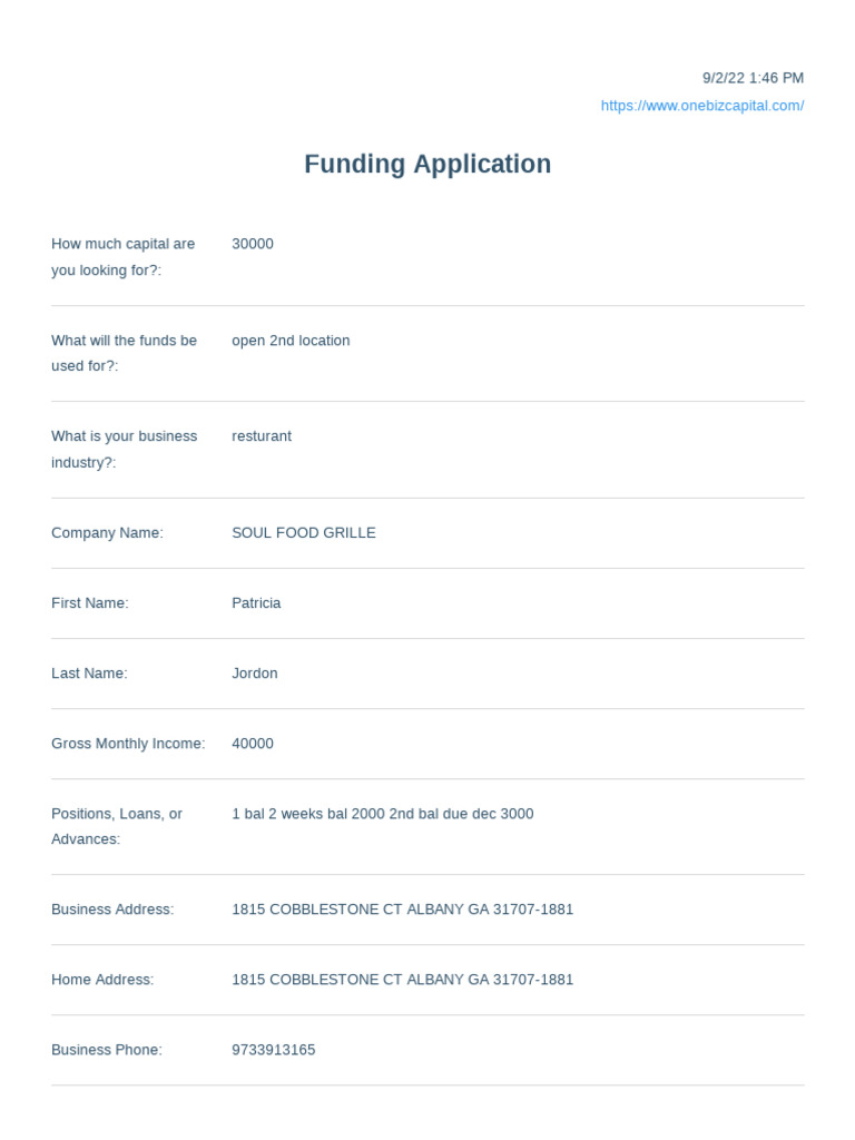 Funding Application | PDF | Credit | Finance & Money Management