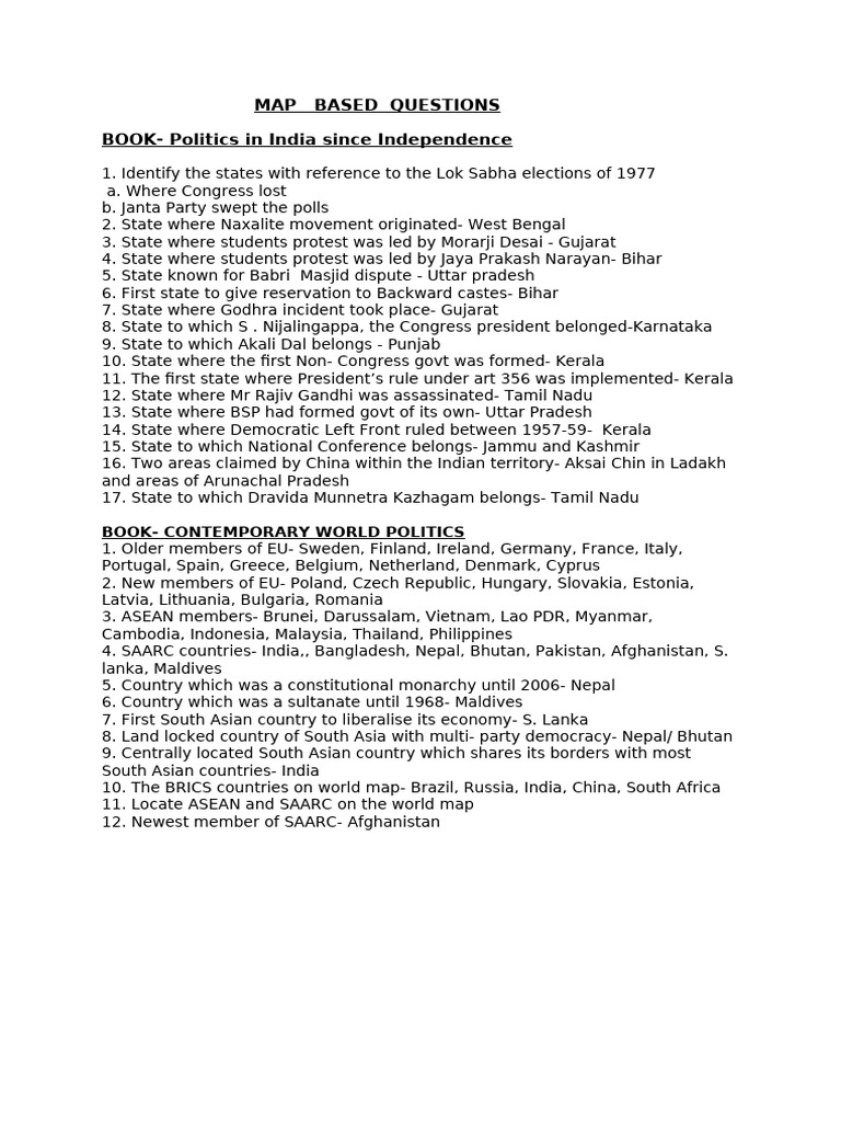 Map Work - XII | PDF