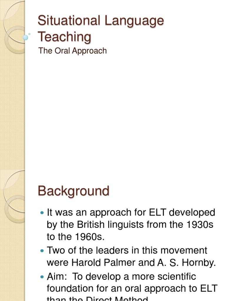 Situational Language Teaching Language Education English Language