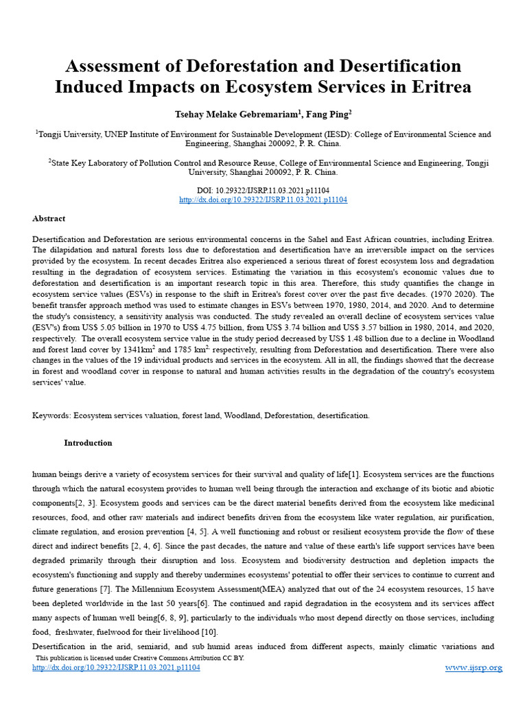 Assessment of Deforestation and Desertification in | PDF ...