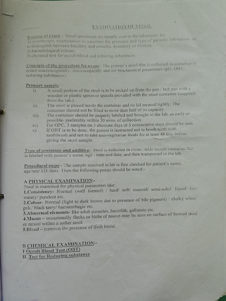 Examination of Stool | PDF