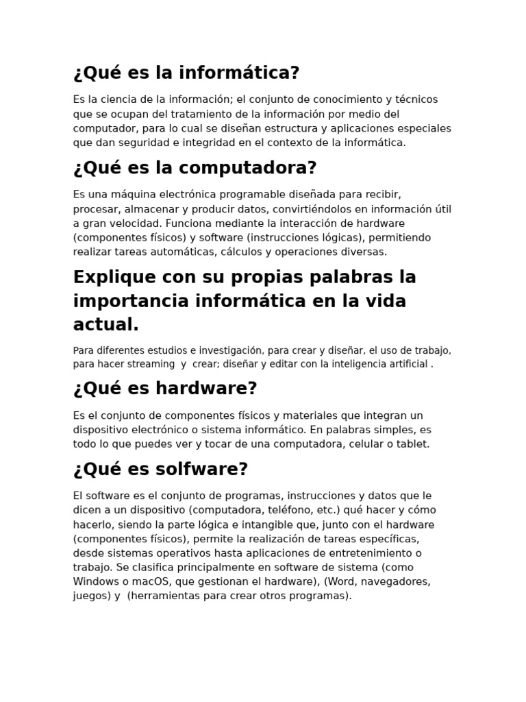 Qué Es La Informática | PDF | Hardware de la computadora | Informática