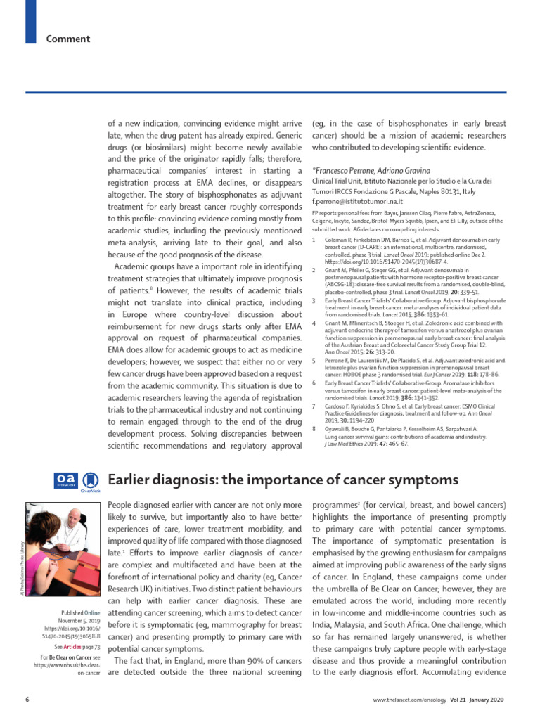 Earlier Diagnosis The Importance of Cancer Symptoms 2020 The Lancet ...