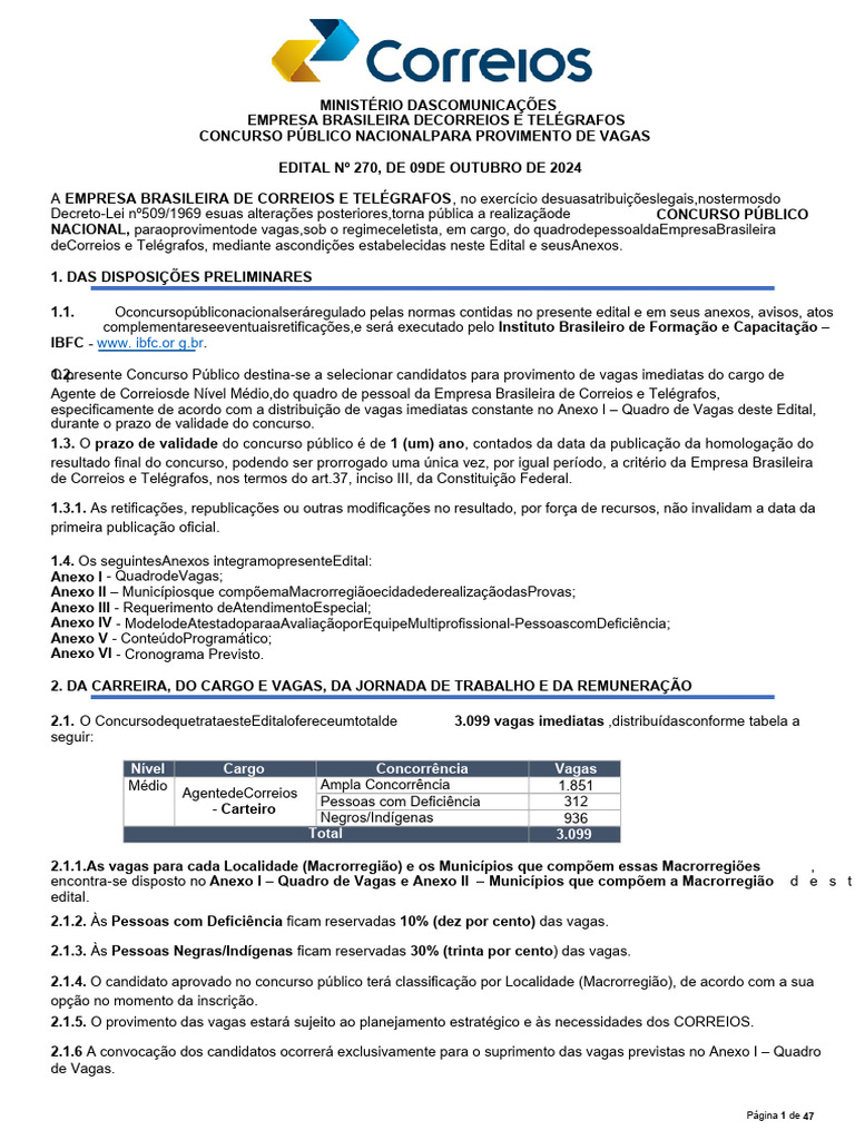 Edital Correios_Agente - Carteiro_08.10 - v2.pdf (3) | PDF