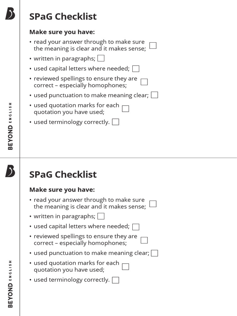 OMaM L1 SPaG Checklist | PDF