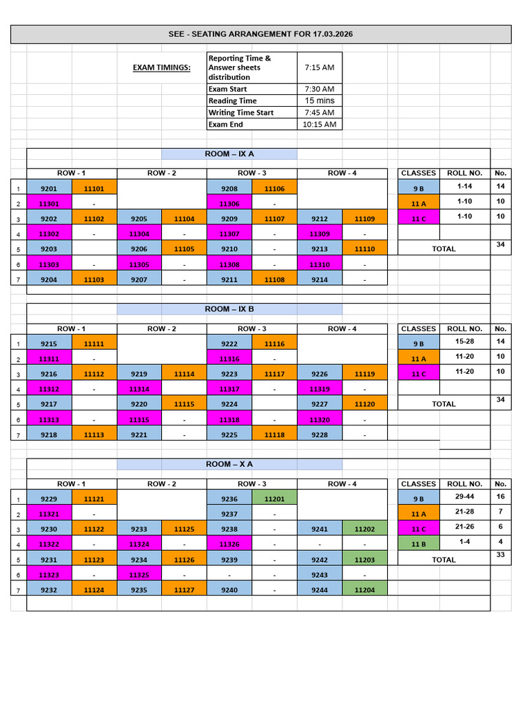 Seating Arrangement 17.03 | PDF