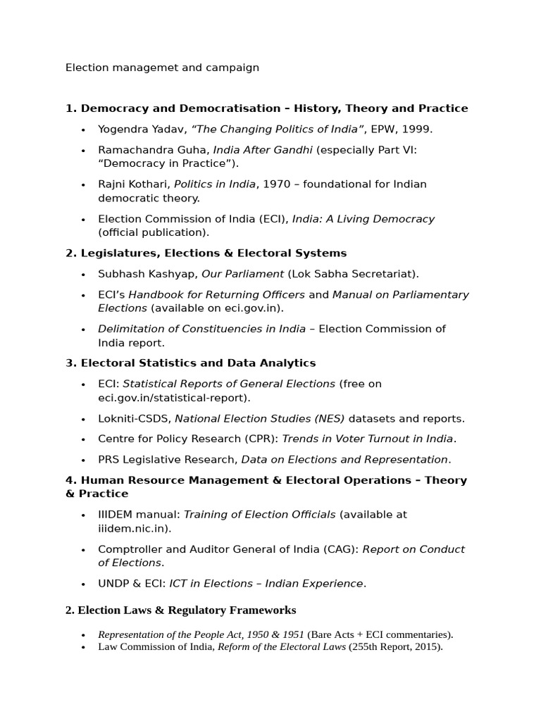 Election Managemet and Campaign | PDF