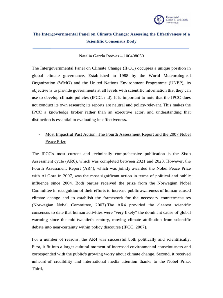 The Ippc - Natalia Garcia | PDF | Intergovernmental Panel On Climate ...