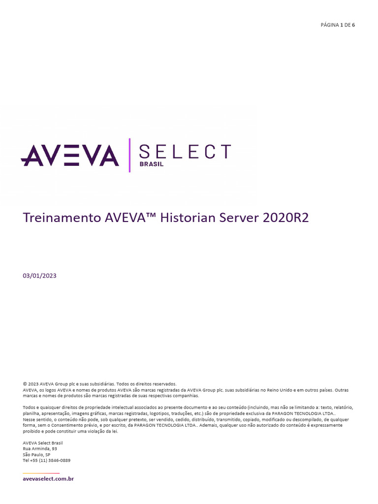 Ementa Treinamento AVEVA™ Historian Server 2020R2 V2 | PDF | SQL ...