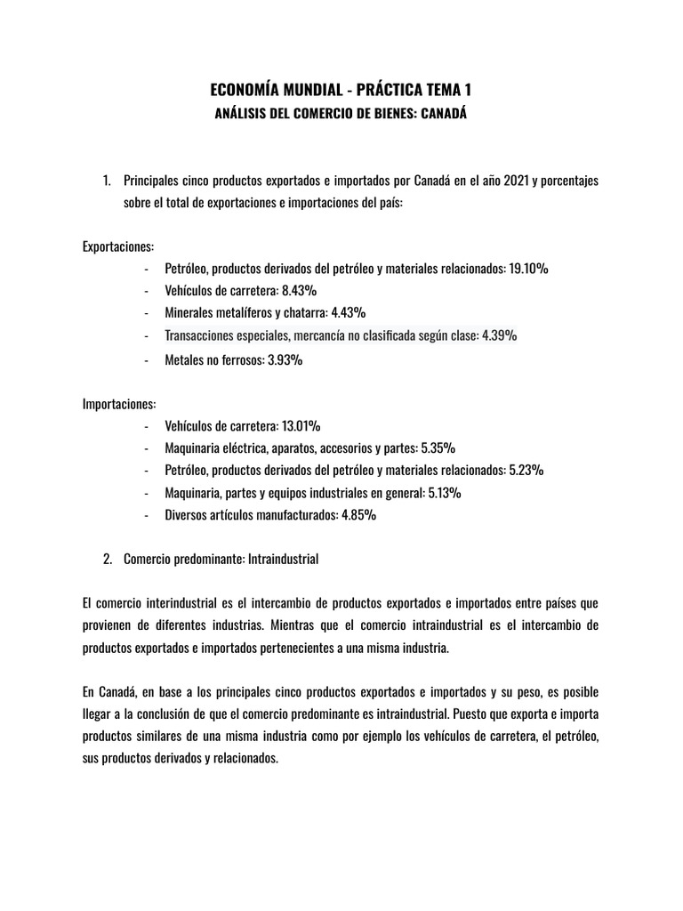 Practica t1 Eco Mundial | PDF | El comercio internacional | Mercado ...