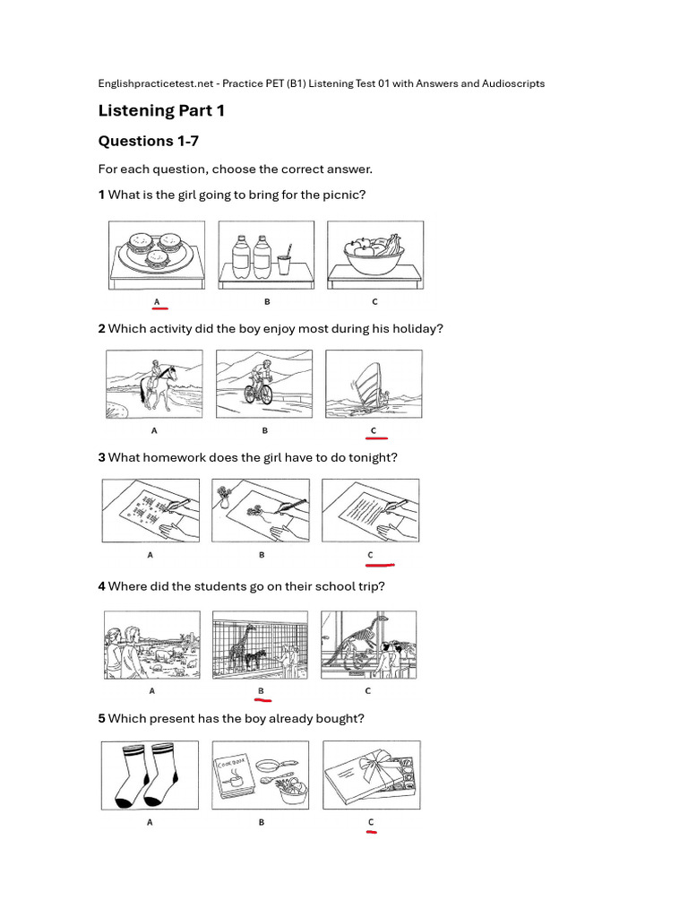 Listening B1 Test 01 - TV | PDF