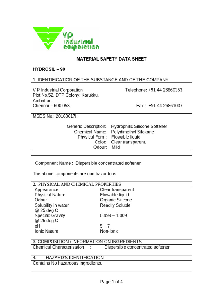 Celeb MSDS Hydrosil 90 | PDF | Toxicity | Soil