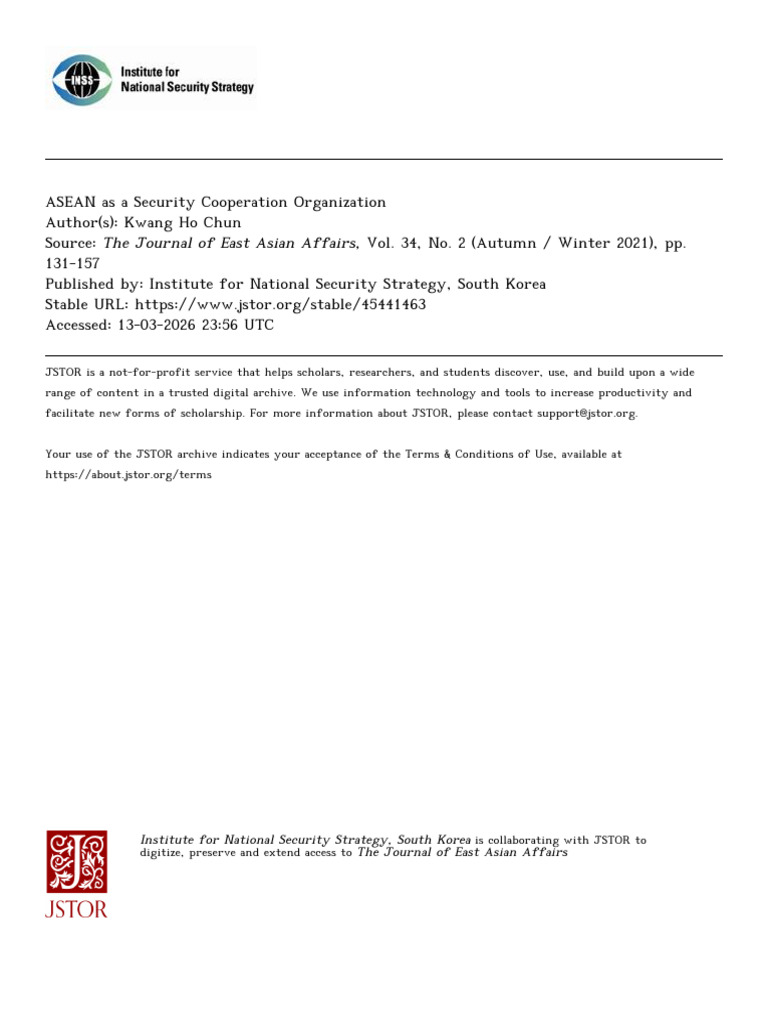 Chun ASEANSecurityCooperation 2021 | PDF | Southeast Asia | South China Sea