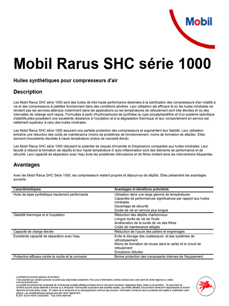 Mobil Rarus SHC Série 1000 | PDF