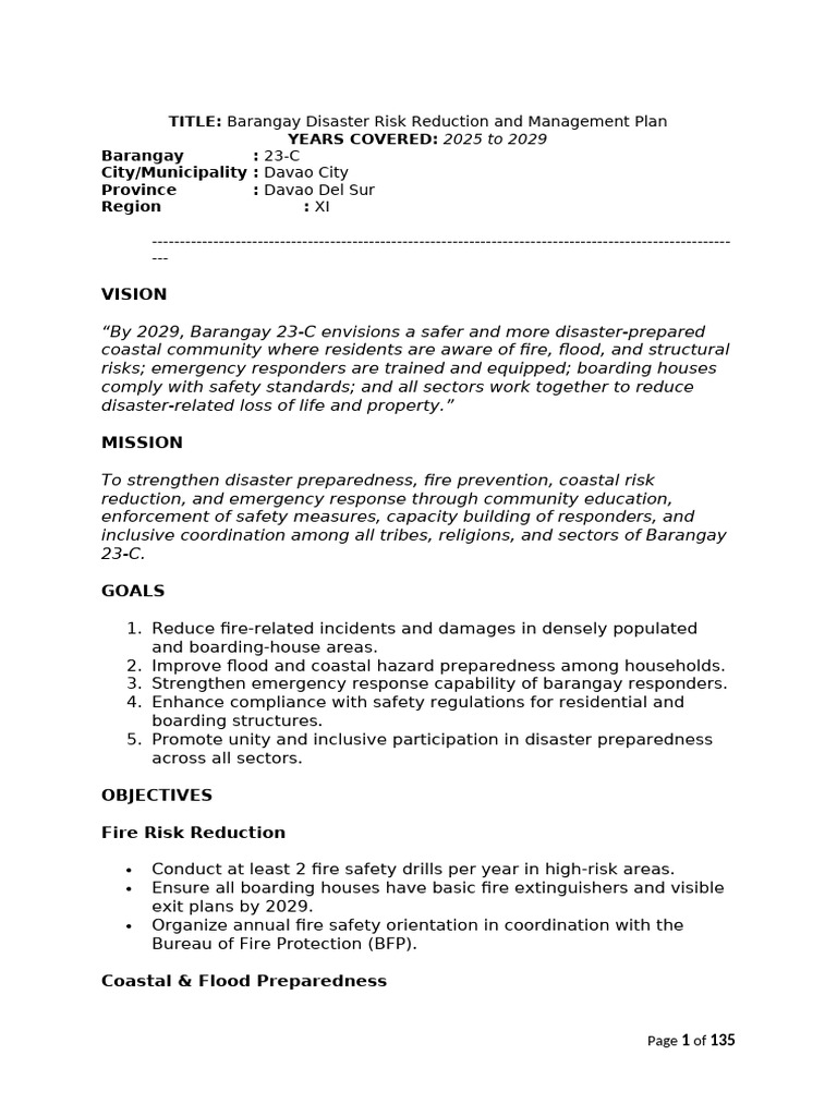 Barangay 23-C BDRRM | PDF | Emergency Evacuation | Emergency Management