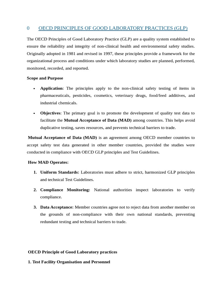 Oecd Principles of Good Laboratory Practices (Autorecovered) | PDF