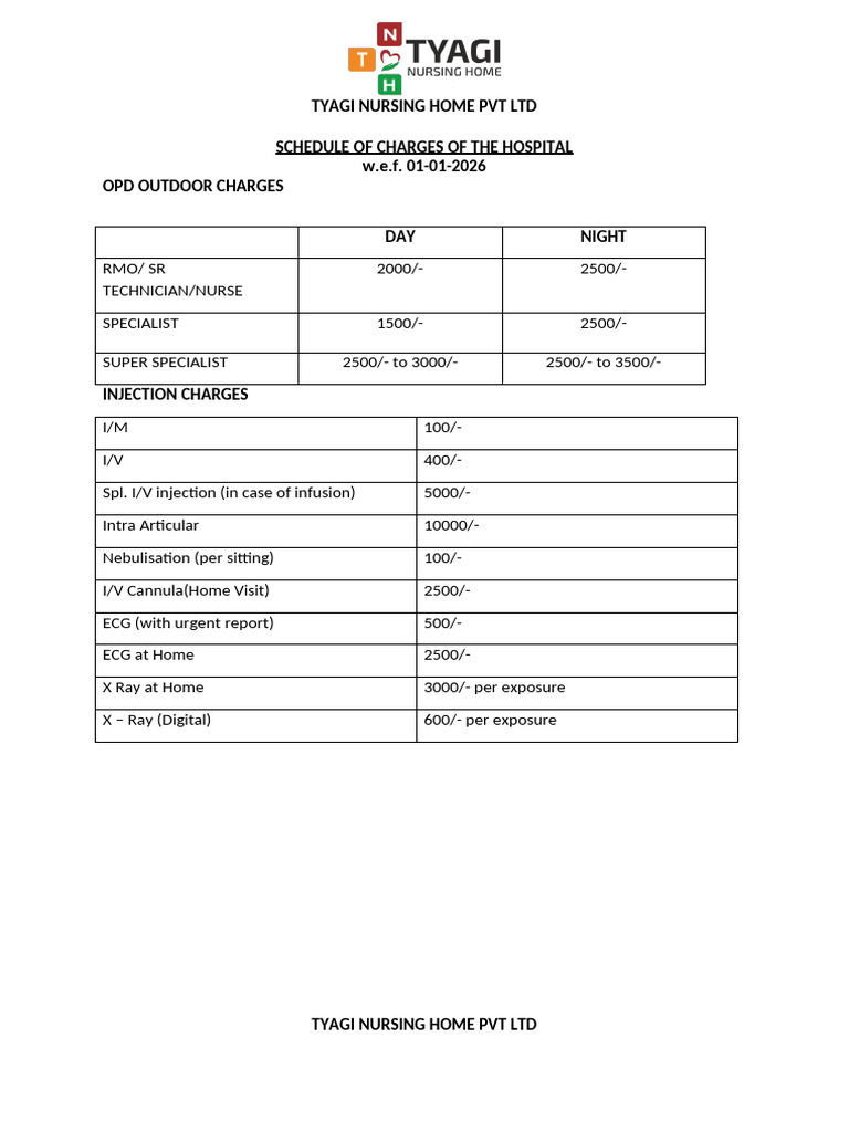 Update Rate List Apply From 1 Jan 2026 | PDF
