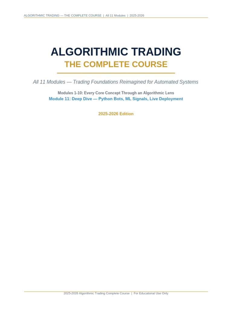 Algorithmic Trading Complete Course All 11 Modules | PDF | High ...