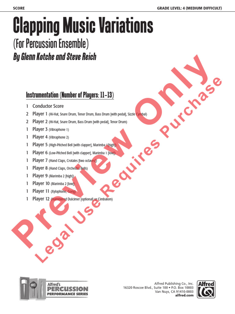 (For Percussion Ensemble) : Clapping Music Variations | PDF