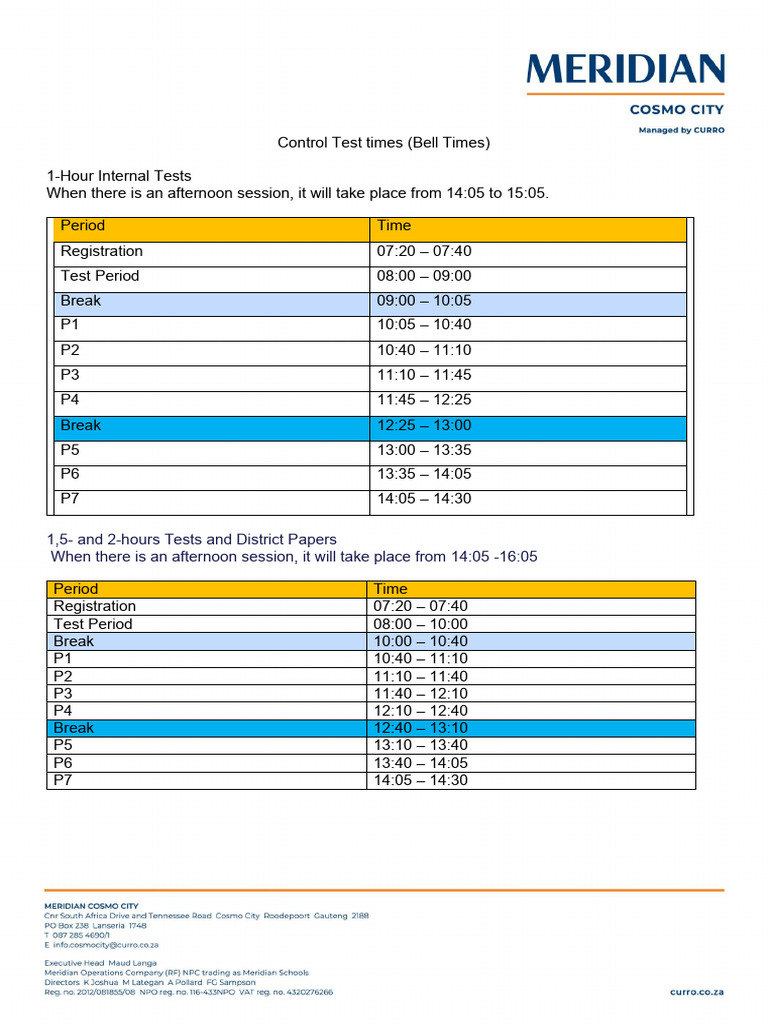 Exam Times | PDF
