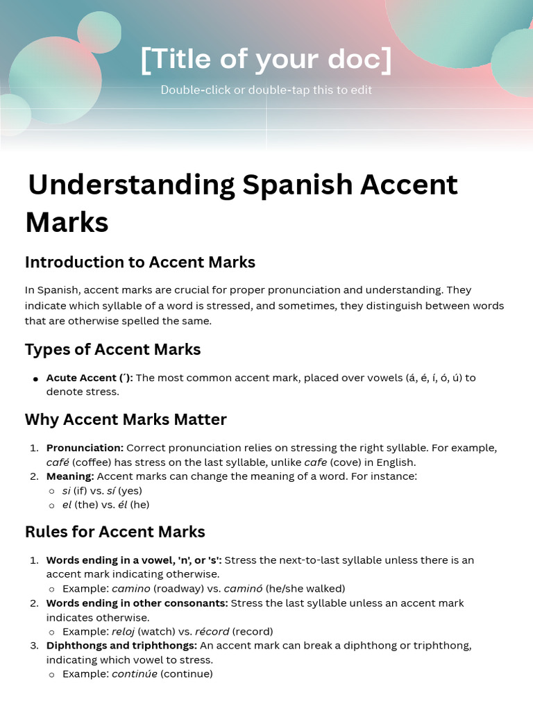 Understanding Spanish Accent Marks | PDF