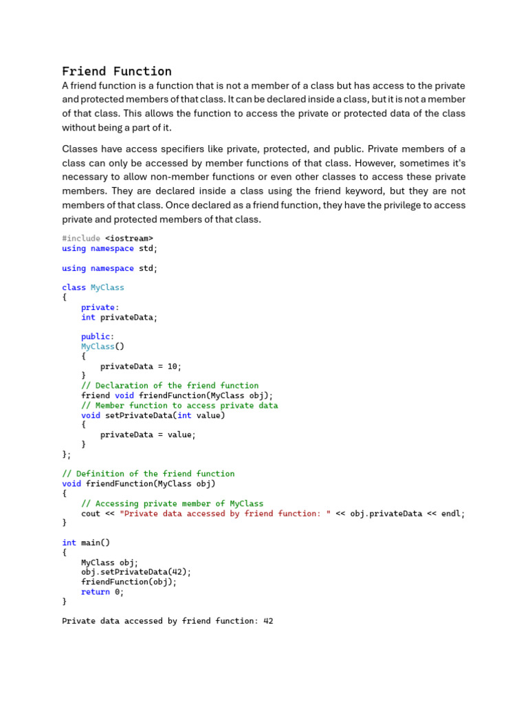 Topic 8 - Friend Function and Class | PDF | Namespace | Computer ...