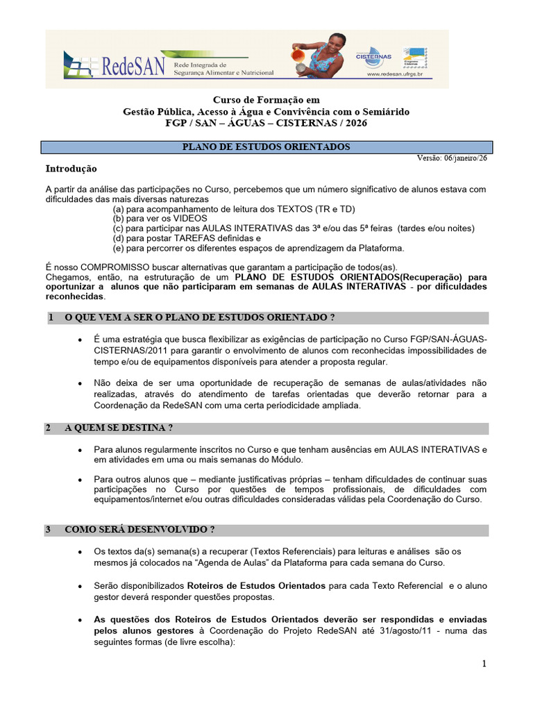 Plano de Estudos Orientados | PDF