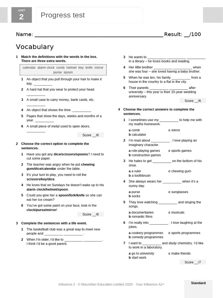 L2 A2PLUS U2 Test Standard | PDF | Clock | Ancient Egypt