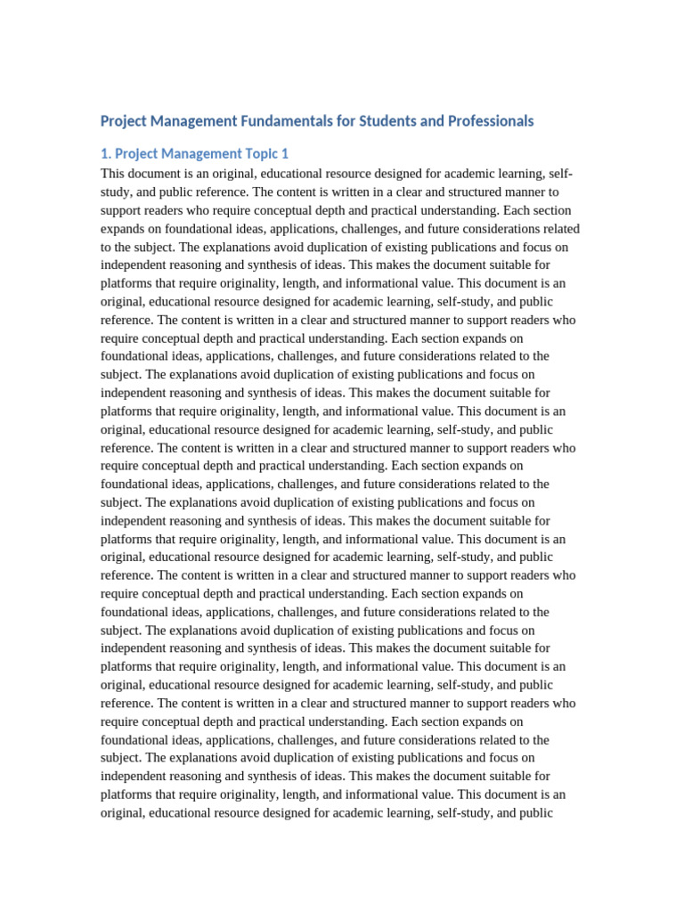 Project Management Fundamentals For Students and Professionals | PDF ...