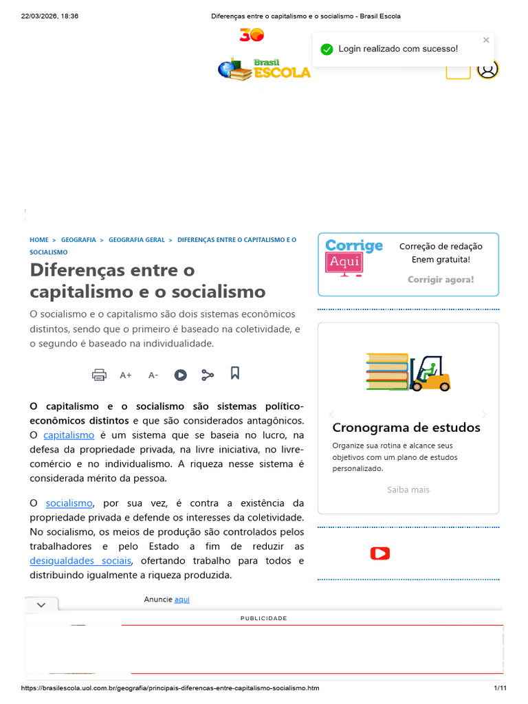 Diferenças Entre o Capitalismo e o Socialismo - Brasil Escola | PDF ...