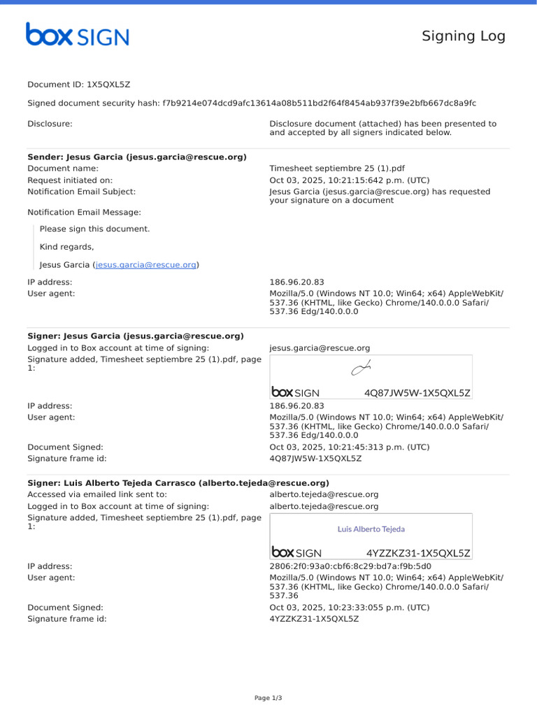 Timesheet Septiembre 25 (1) Signing Log | PDF