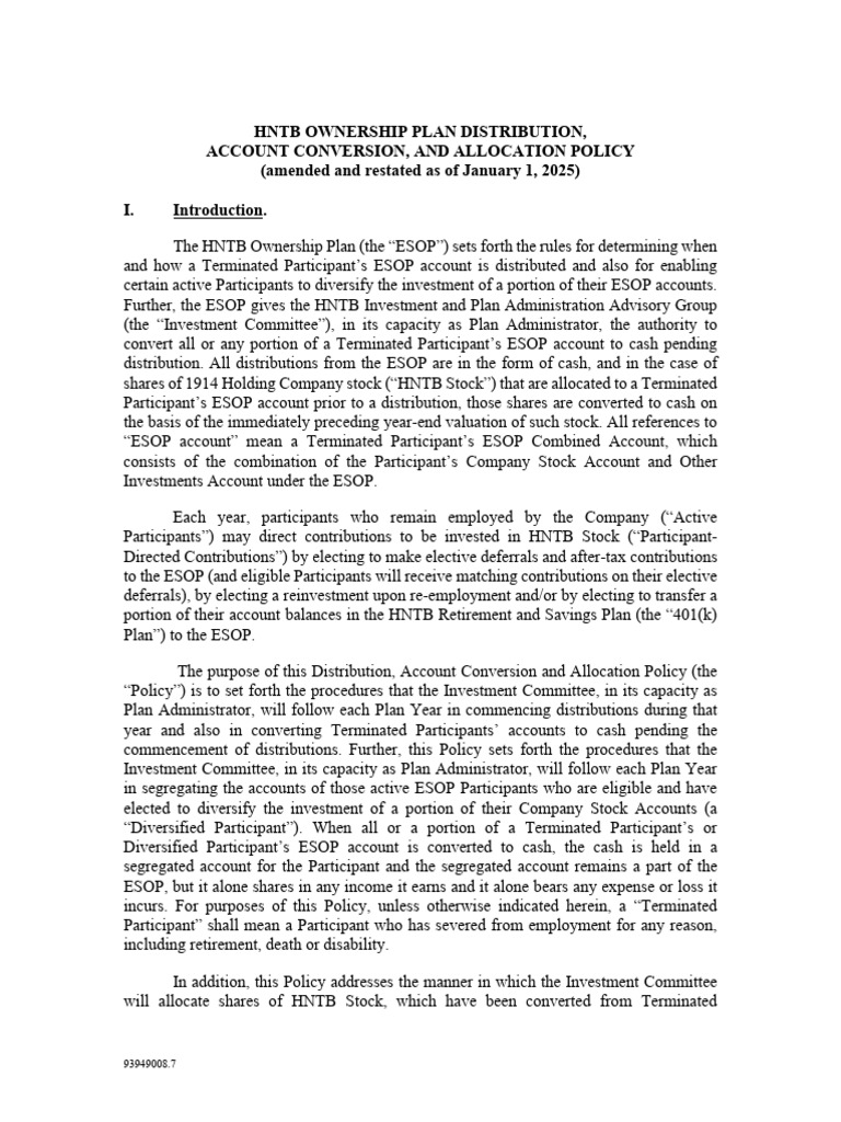 Distribution and Conversion Policy Nov 2024 | PDF | 401(K) | Business