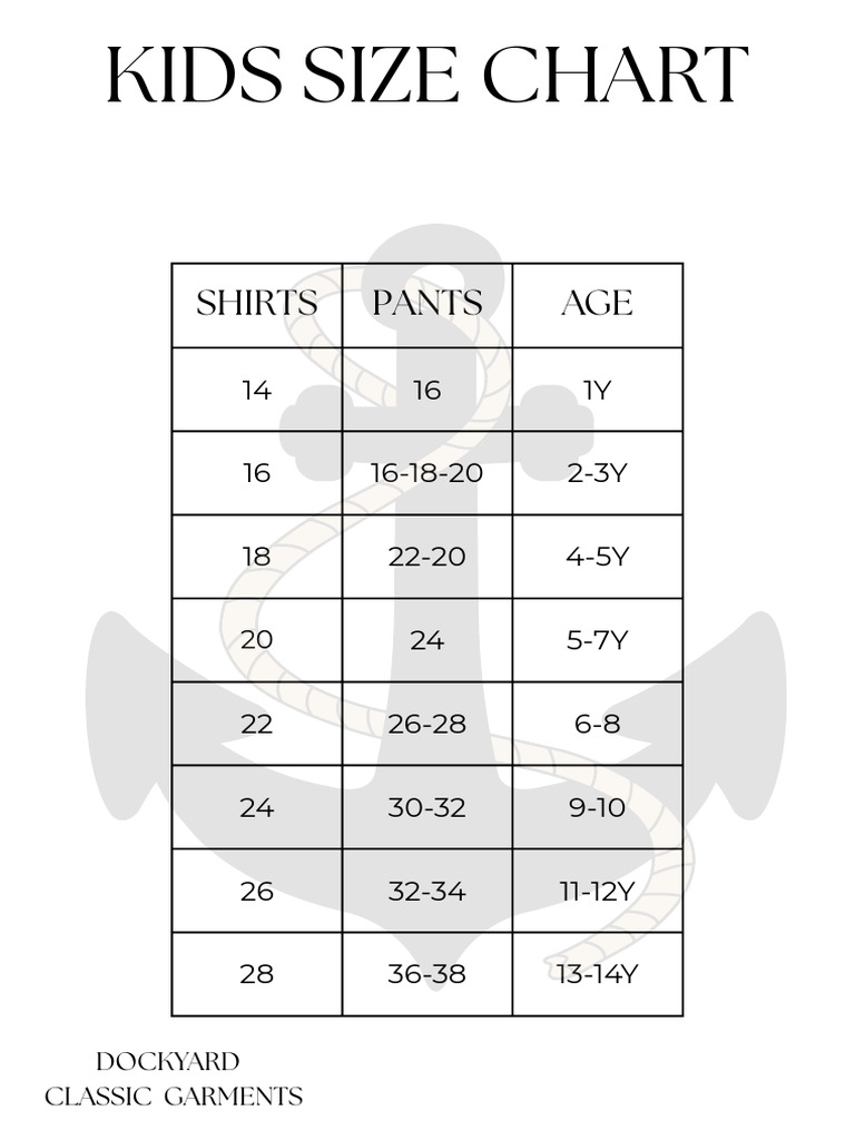 Kids Size Chart | PDF