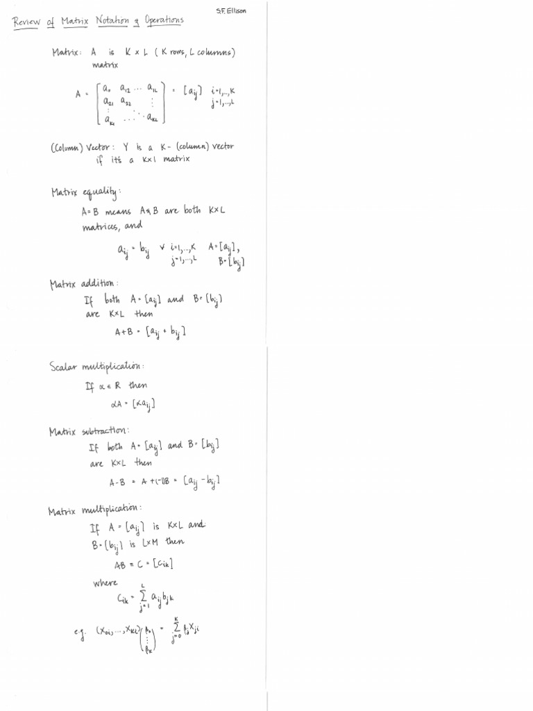 Matrix Notation Etc | PDF