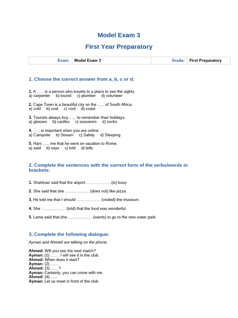 Model Exam 3 | PDF