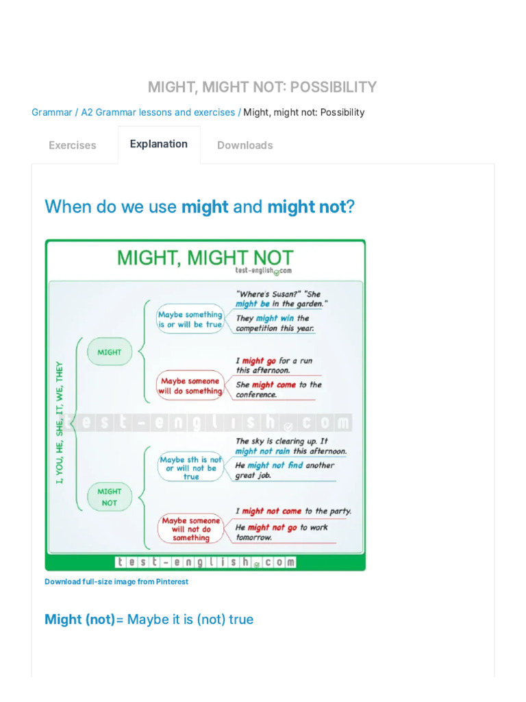 Might, Might Not - Possibility - Test-English | PDF