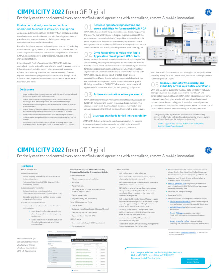 CIMPLICITY 2022 Datasheet - For Tradeshow | PDF | Scada | Cloud Computing