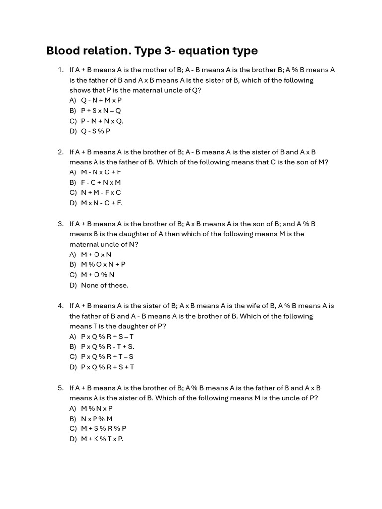 Blood Relation Type 3 Equation | PDF | Chess Theory | Chess
