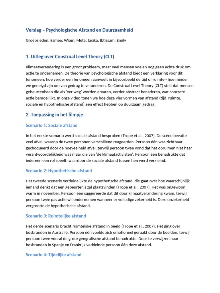 Verslag Psychologische Afstand V2 | PDF