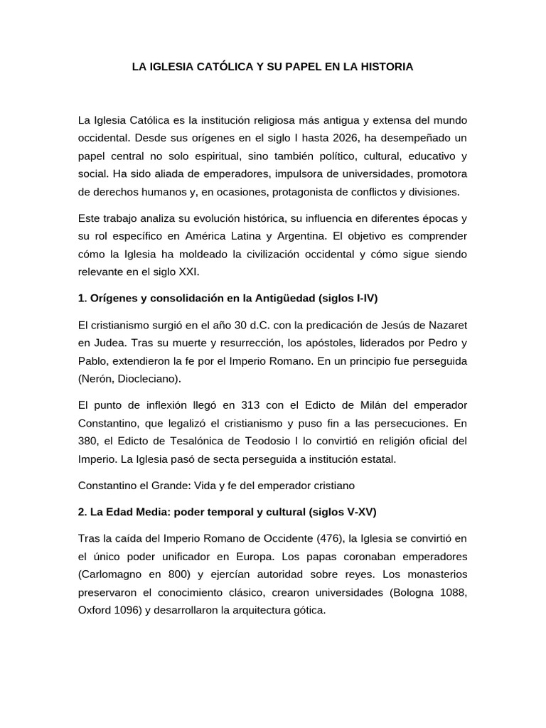 La Iglesia Católica y Su Papel en La Historia | PDF