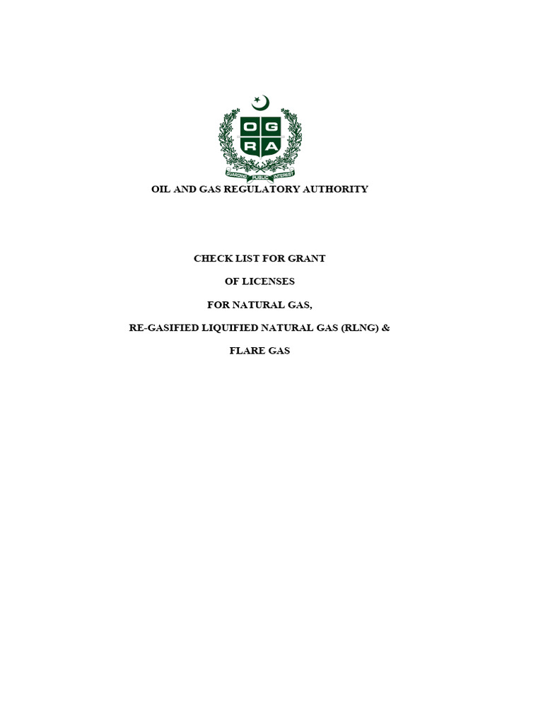 Check List For Natural Gas License | PDF | License | Natural Gas