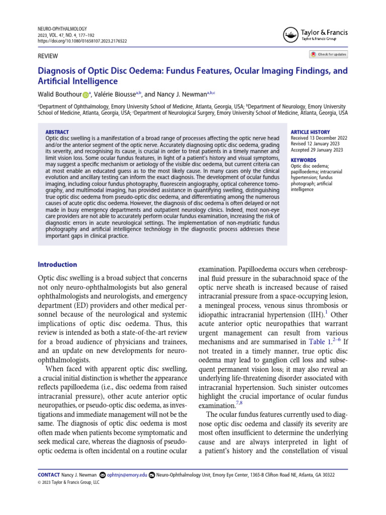 Optic Disc Swelling | PDF | Retina | Vision
