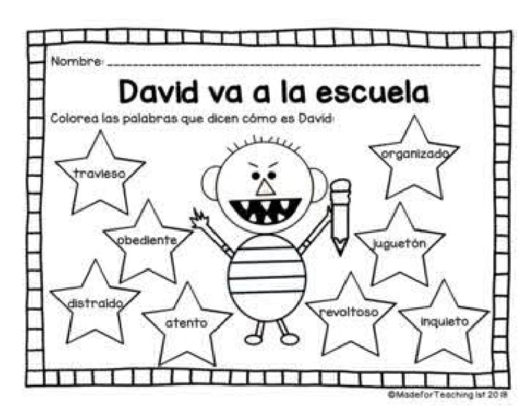 1° David Va A La Escuela. | PDF