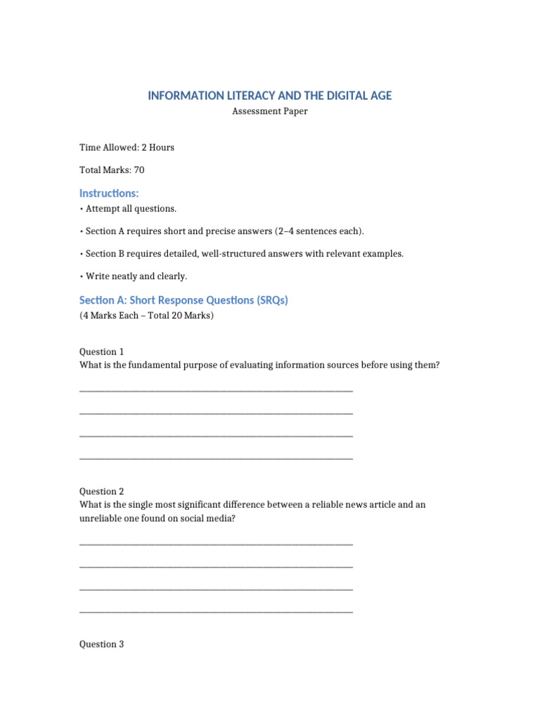 Information - Literacy - Assessment - Printable - Docx Is Ready - Open ...