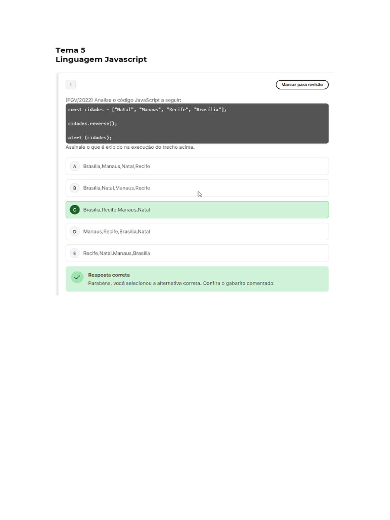 Exercicios de Linguagem Javascript Tema 5 | PDF