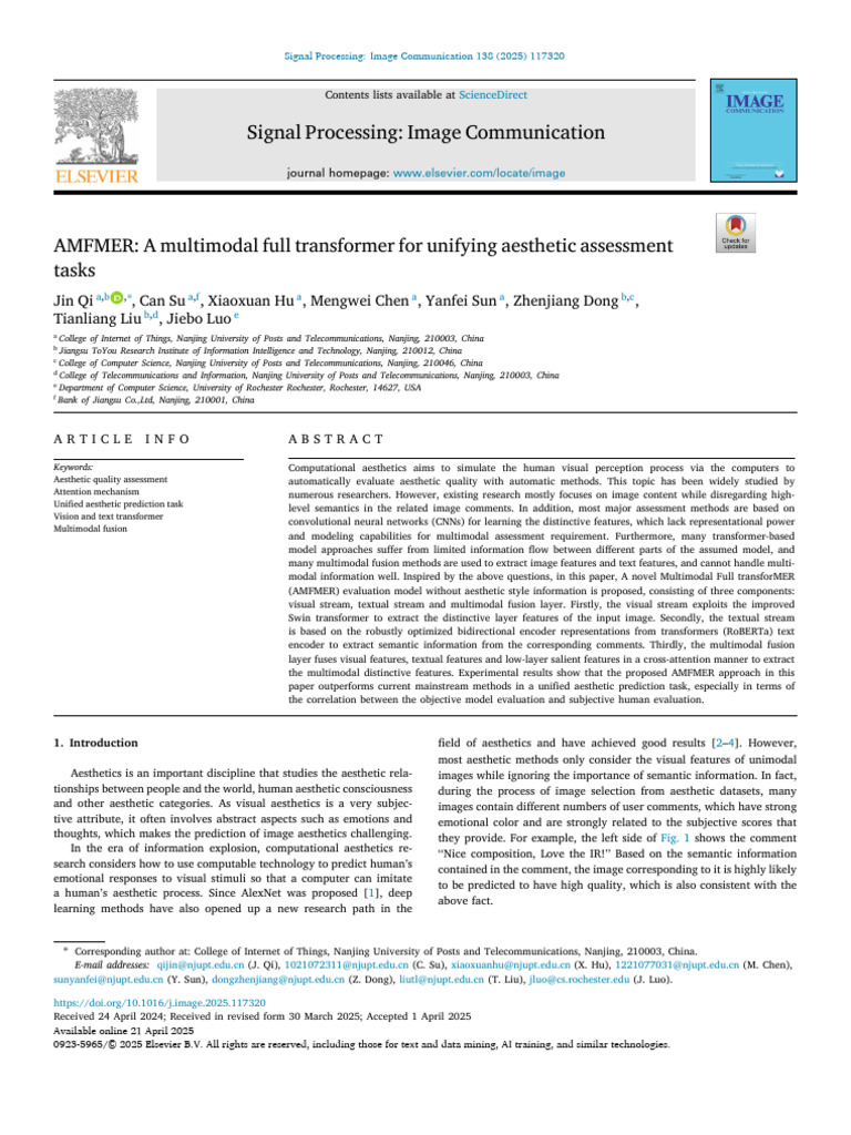 2 - AMFMER A Multimodal Full Transformer For Unifying Aesthetic ...