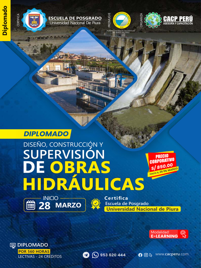 Diseño Construcción y Supervisión de Obras Hidráulicas. 2026-1 e | PDF ...