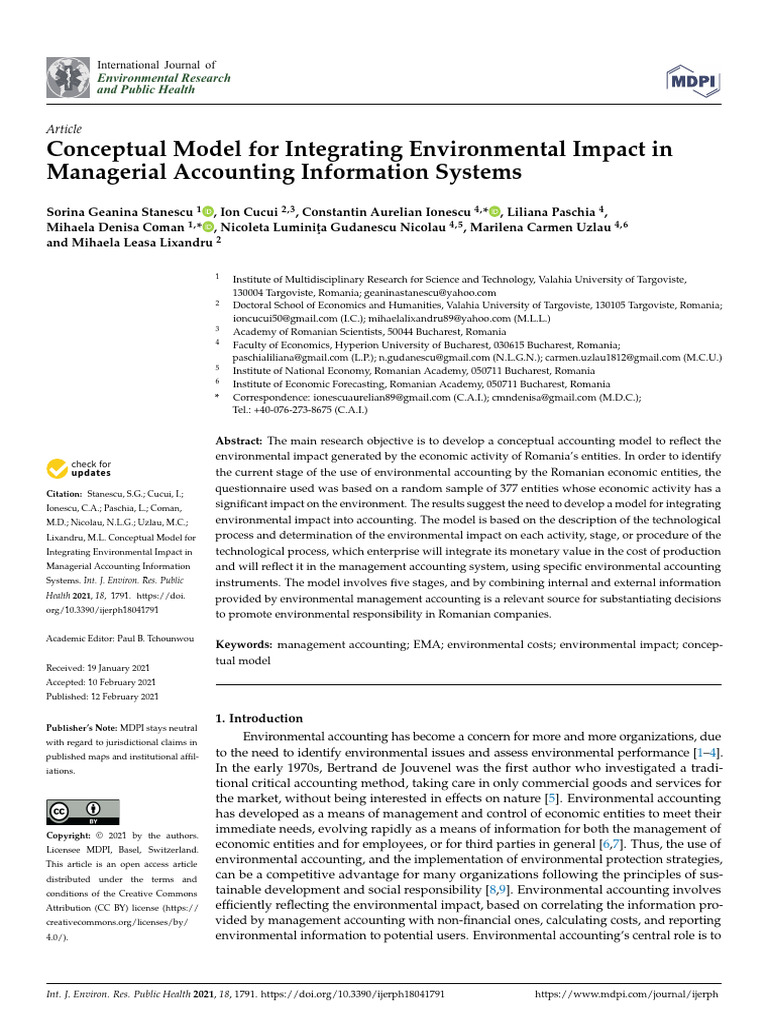 Conceptual Model For Integrating Environmental Impact in MAIS | PDF ...