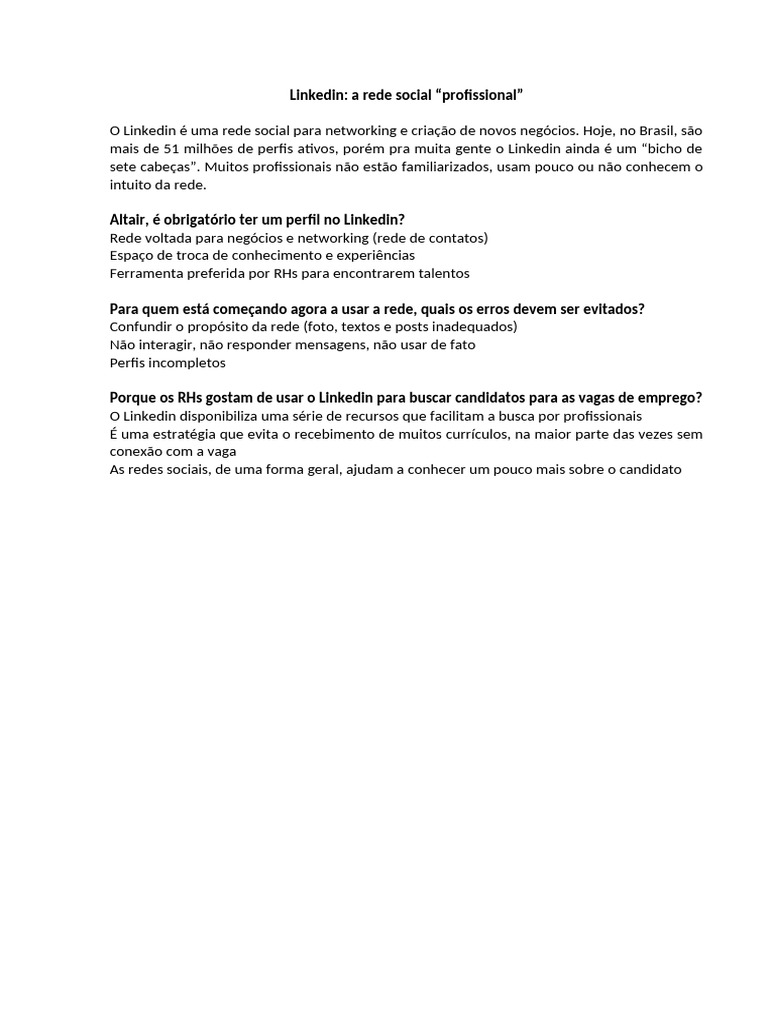 Linkedin A Rede Social Profissional | PDF