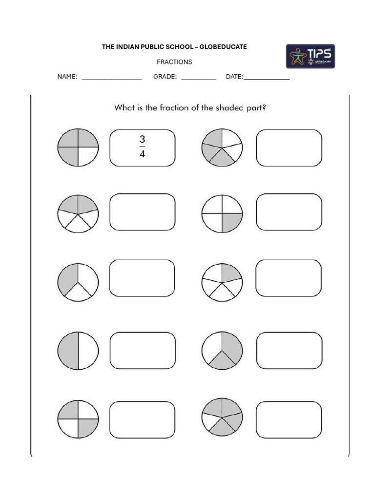 Fraactions Worksheet - Grade 2 | PDF
